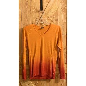 Icebreaker Women’s Large 200 Oasis Bodyfit Base Shirt Orange Ombre